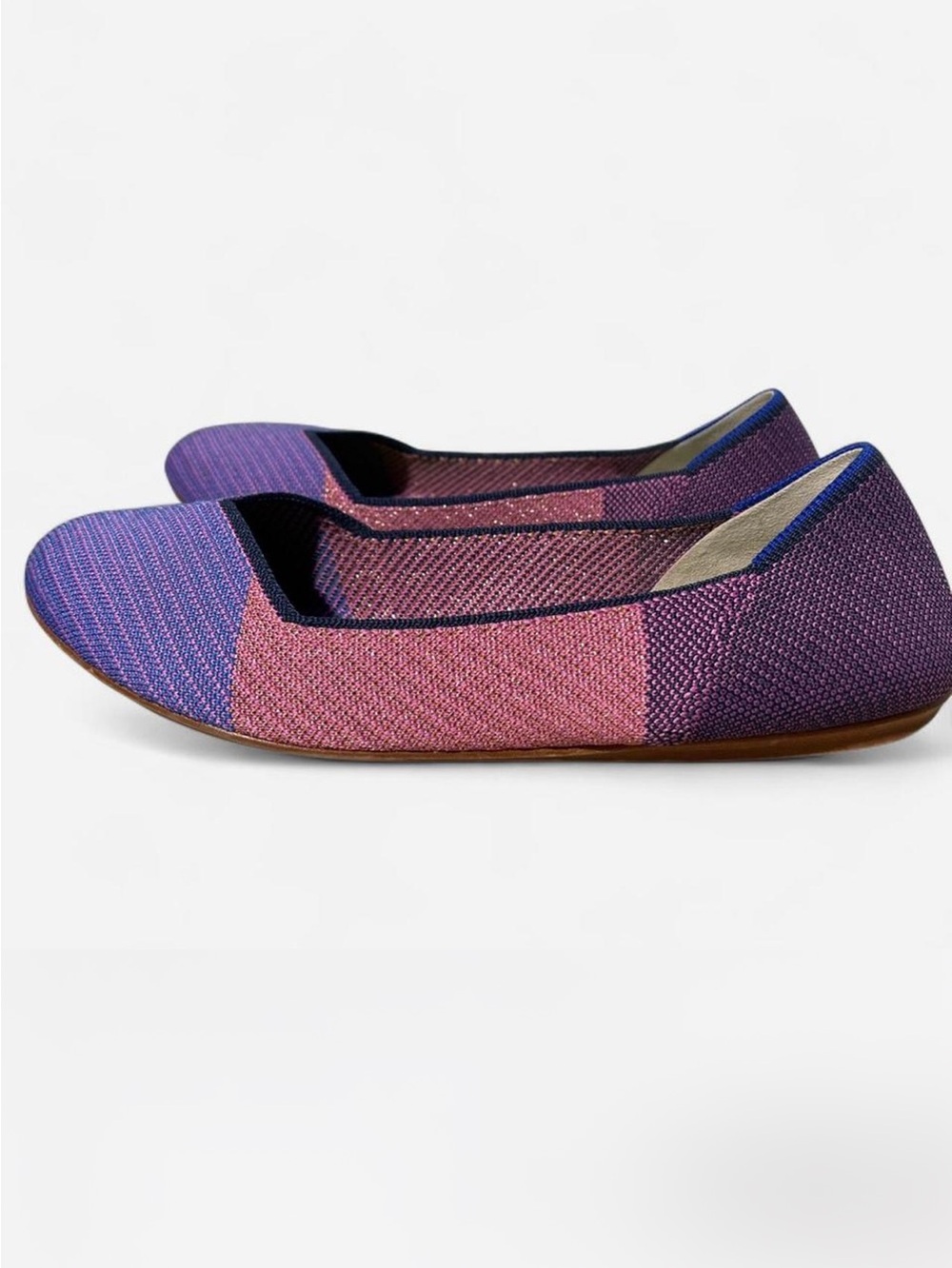 Rothy’s pink & purple metallic round toe flats - Picture 3 of 6
